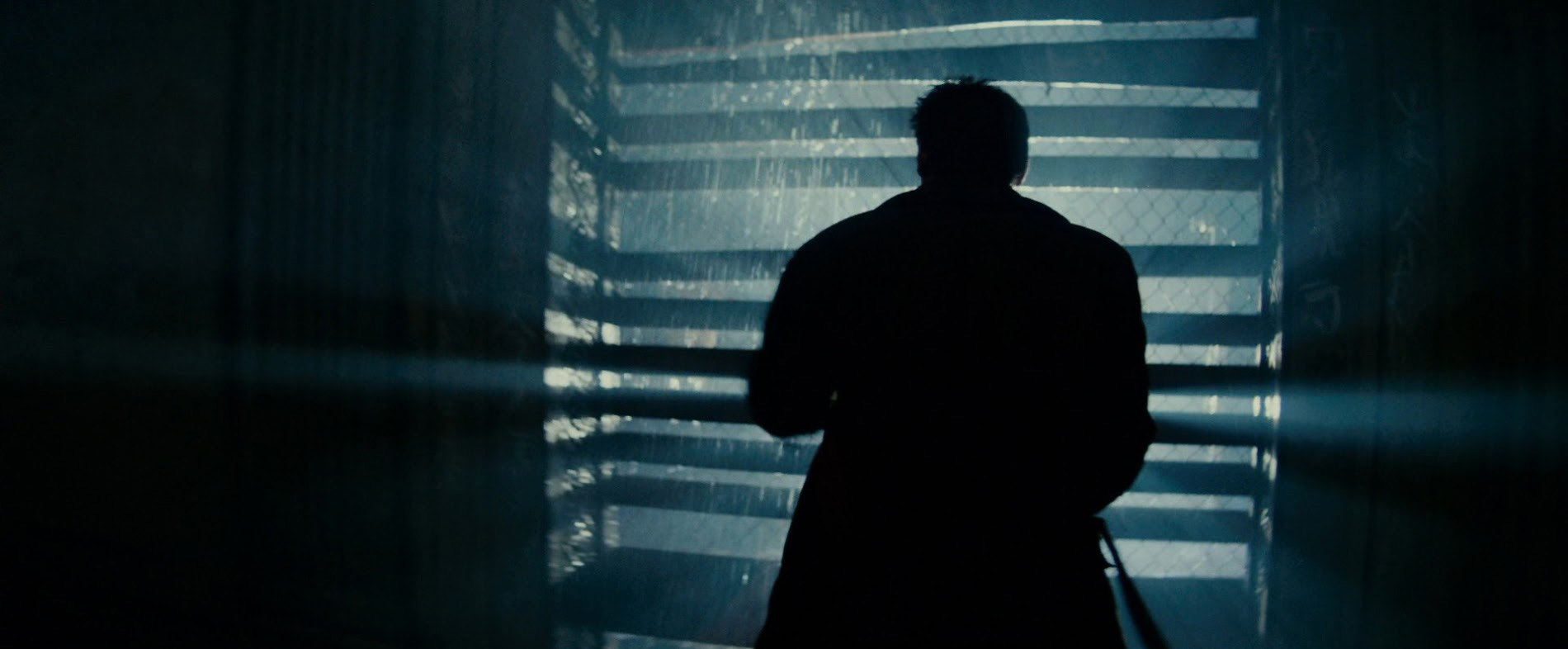 blade runner movie action still of a silhouetted